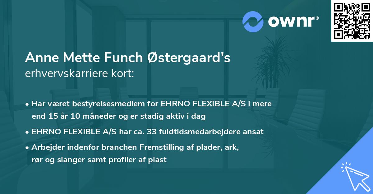 Anne Mette Funch Østergaard's erhvervskarriere kort