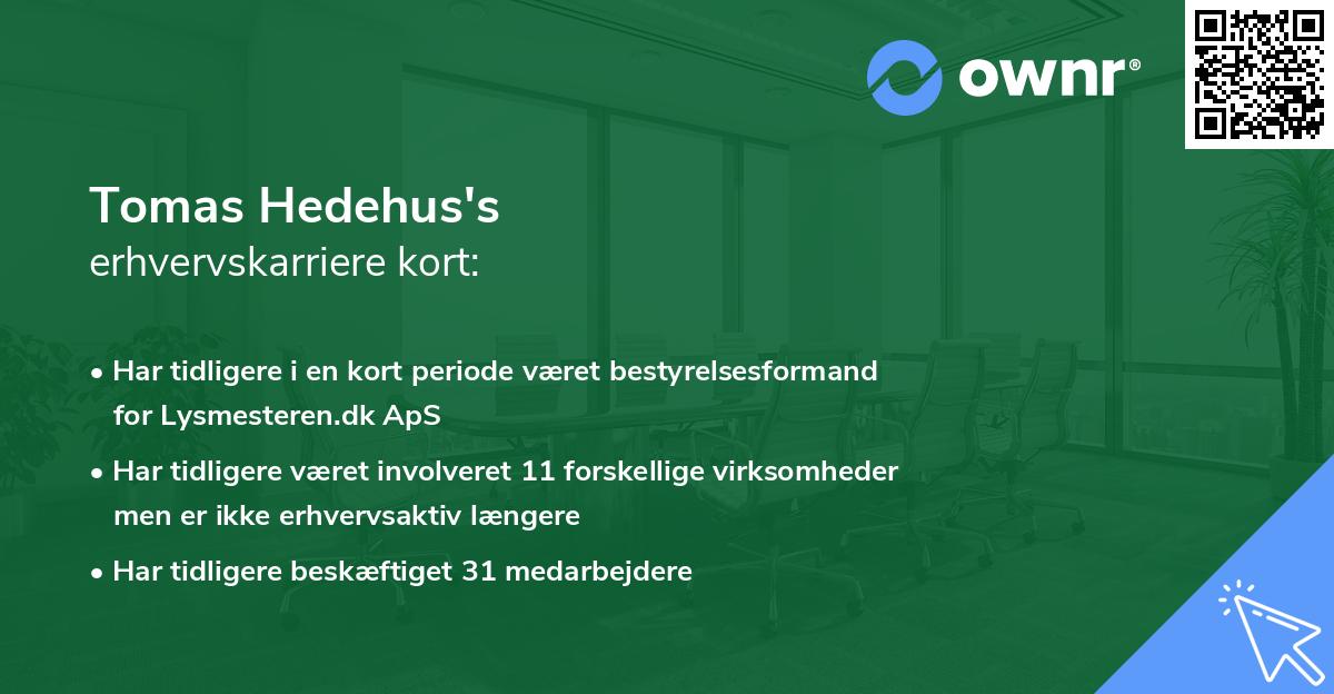 Tomas Hedehus's erhvervskarriere kort