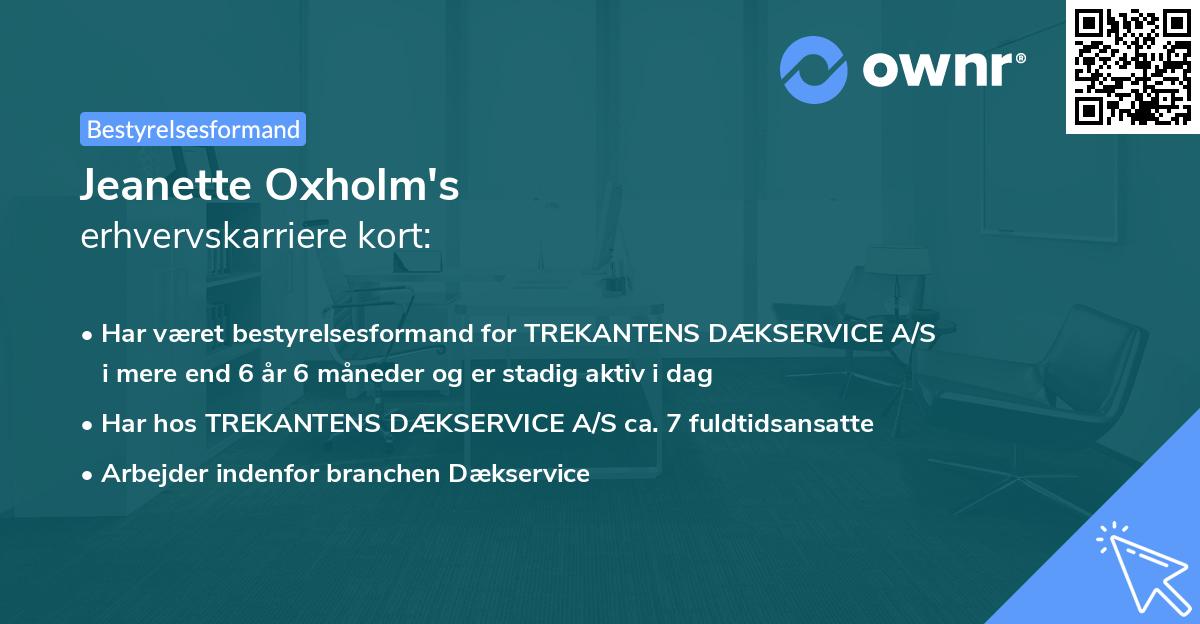 Jeanette Oxholm's erhvervskarriere kort