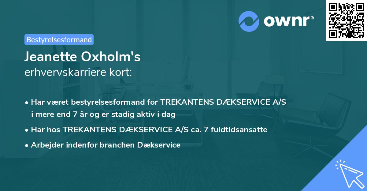 Jeanette Oxholm's erhvervskarriere kort