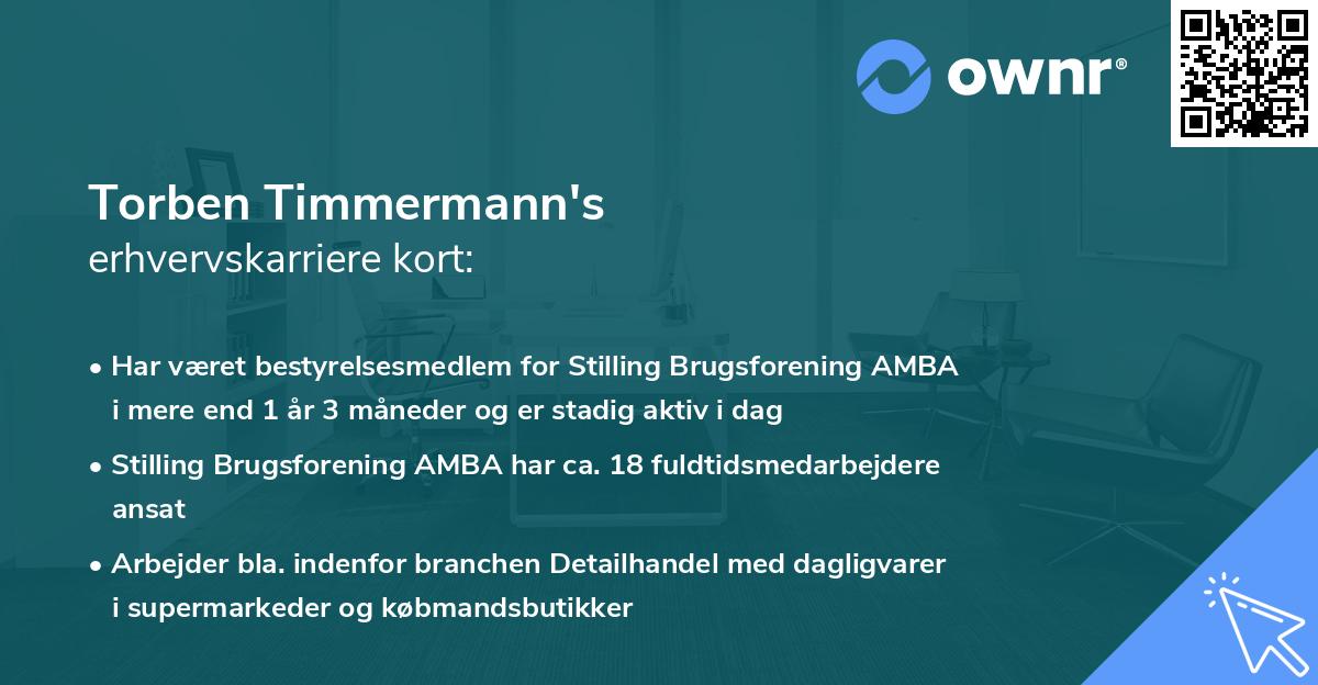 Torben Timmermann's erhvervskarriere kort