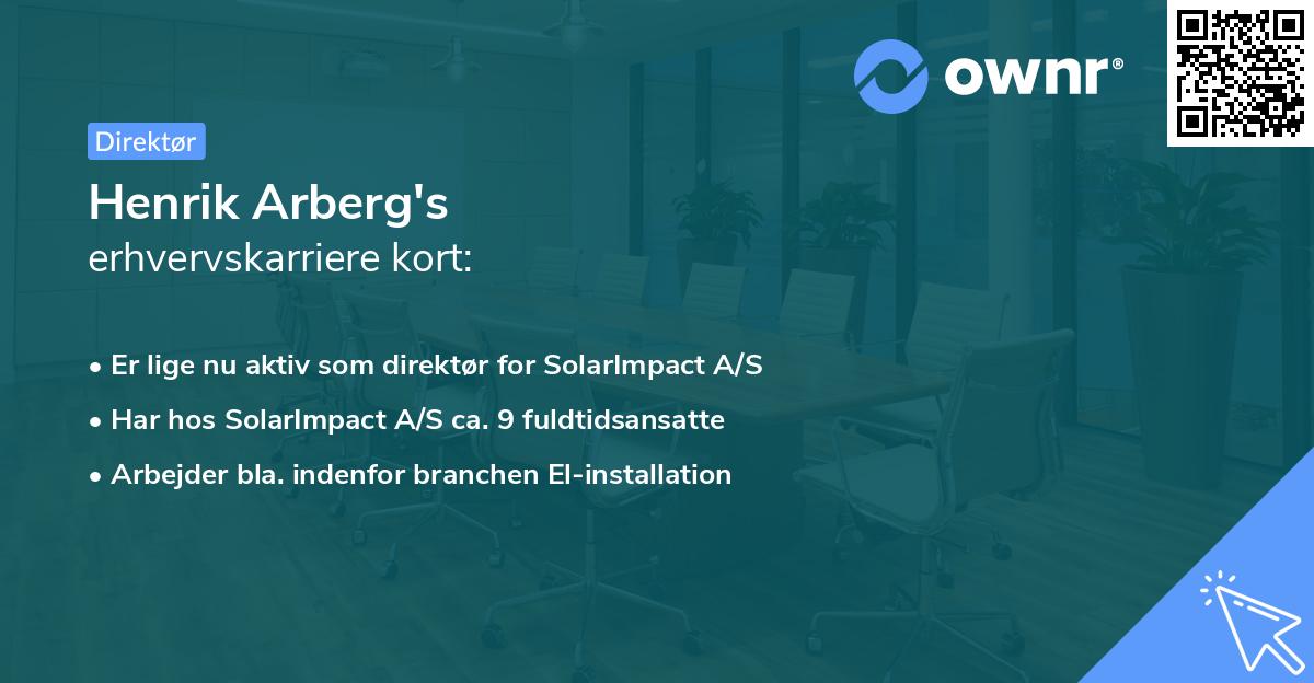 Henrik Arberg's erhvervskarriere kort