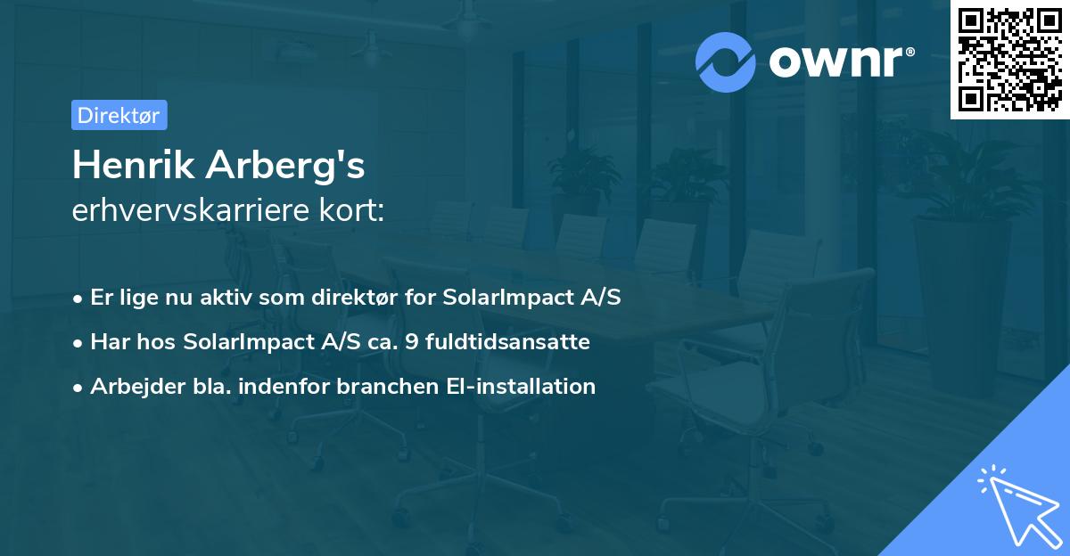 Henrik Arberg's erhvervskarriere kort