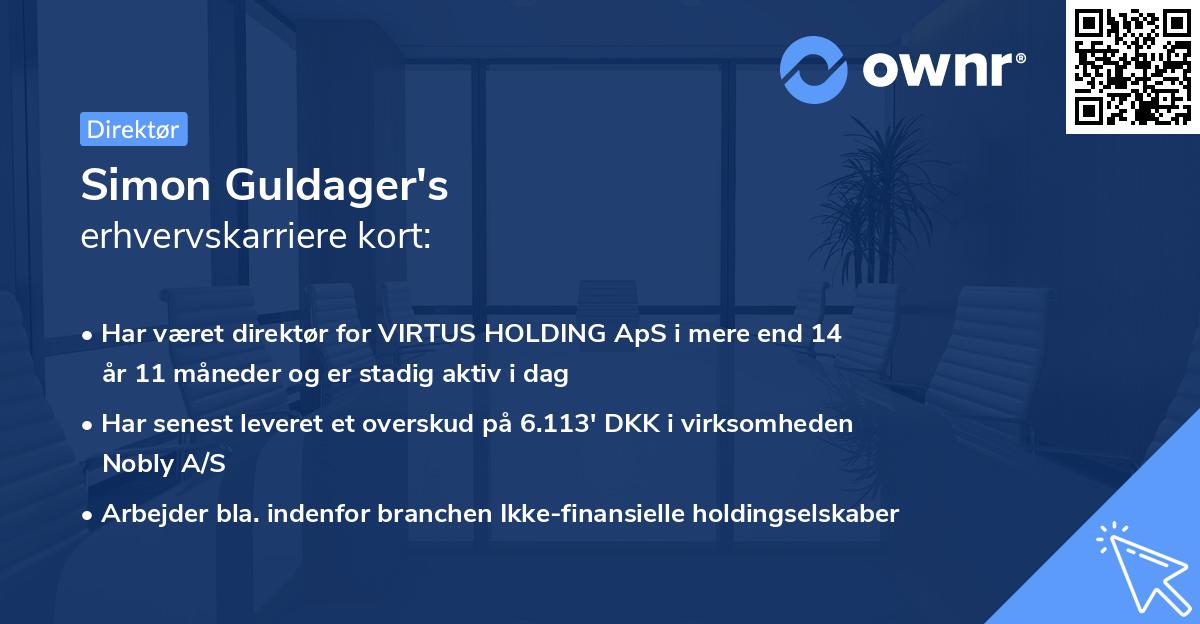 Simon Guldager's erhvervskarriere kort