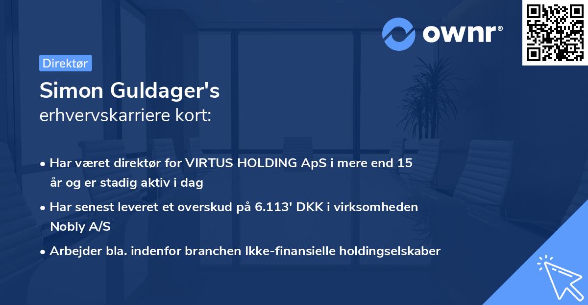Simon Guldager's erhvervskarriere kort