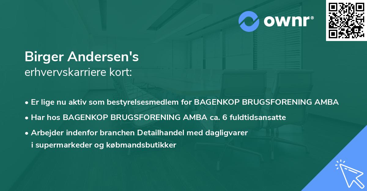 Birger Andersen's erhvervskarriere kort
