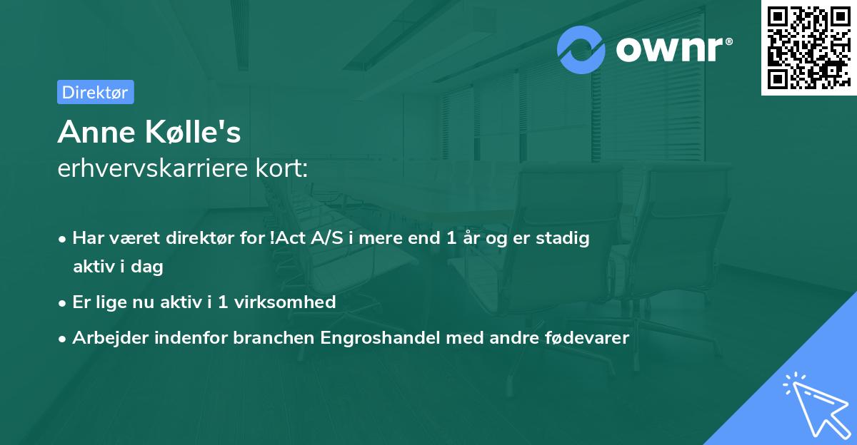 Anne Kølle's erhvervskarriere kort