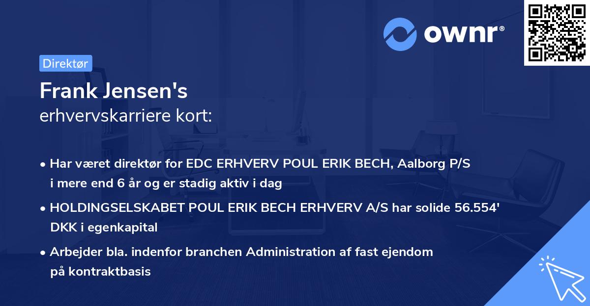 Frank Jensen's erhvervskarriere kort