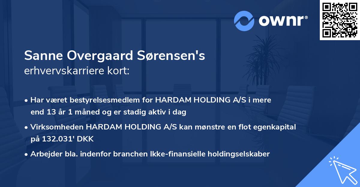 Sanne Overgaard Sørensen's erhvervskarriere kort