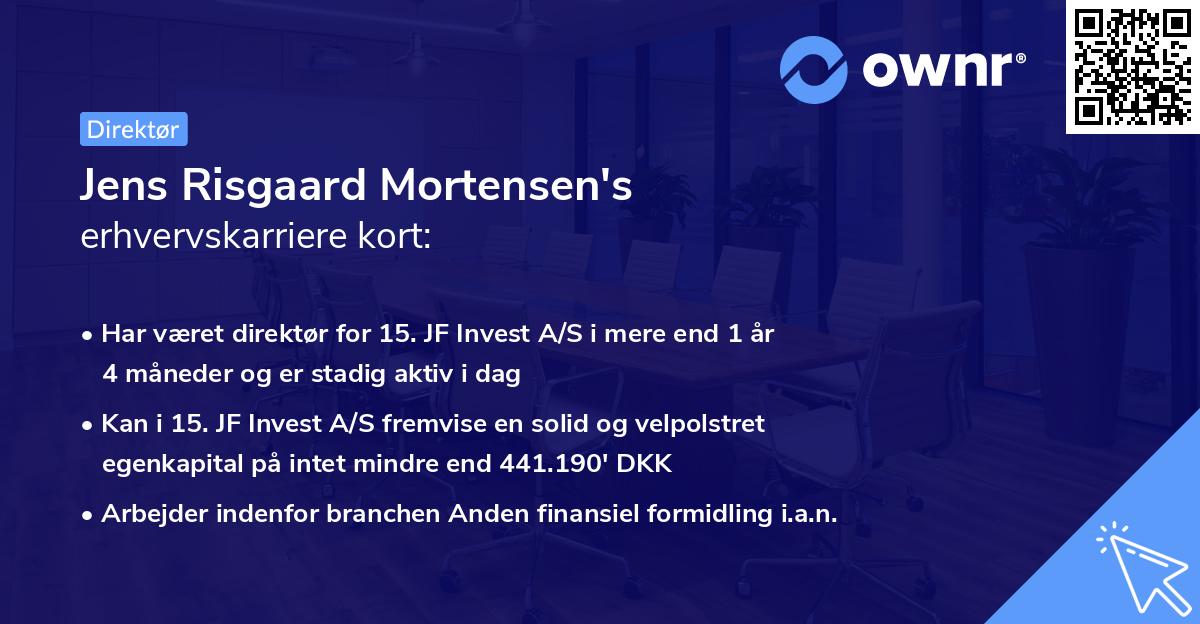 Jens Risgaard Mortensen's erhvervskarriere kort