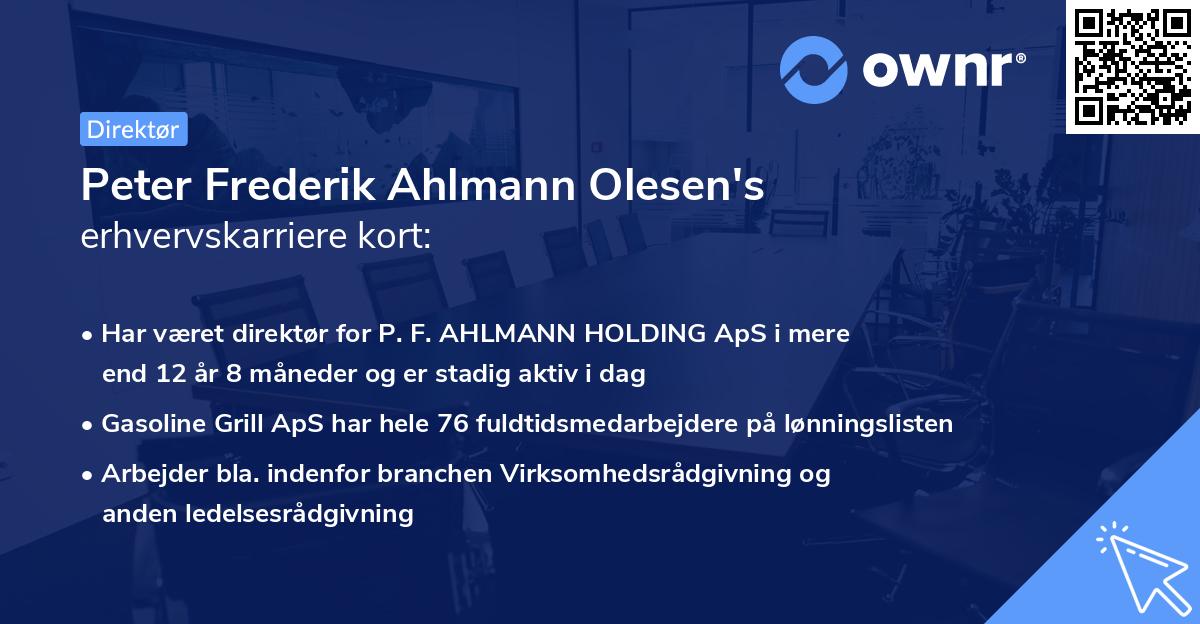 Peter Frederik Ahlmann Olesen's erhvervskarriere kort