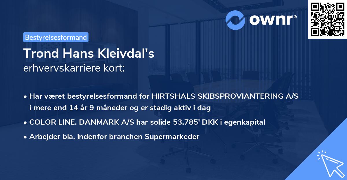 Trond Hans Kleivdal's erhvervskarriere kort