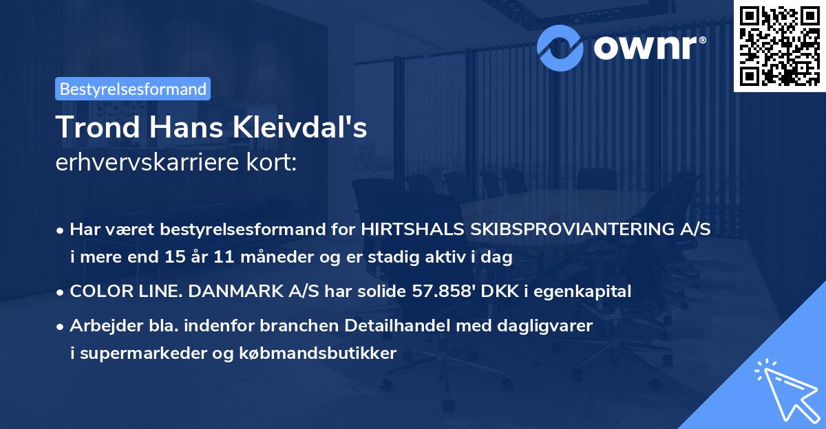 Trond Hans Kleivdal's erhvervskarriere kort