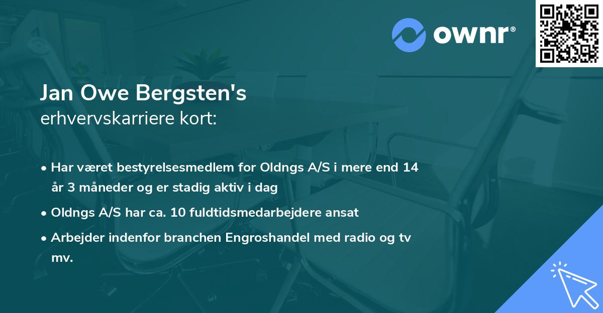 Jan Owe Bergsten's erhvervskarriere kort