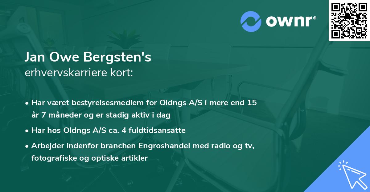 Jan Owe Bergsten's erhvervskarriere kort