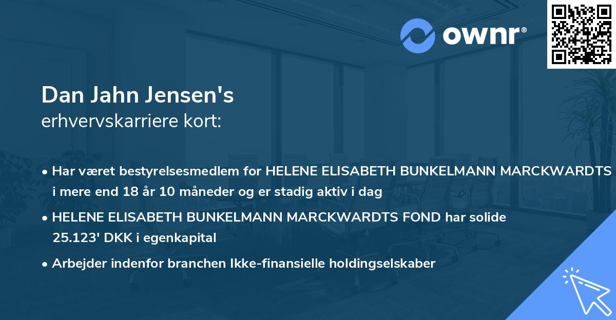 Dan Jahn Jensen's erhvervskarriere kort