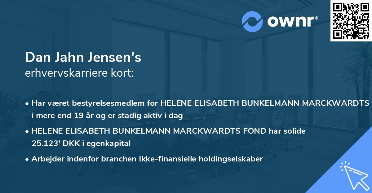 Dan Jahn Jensen's erhvervskarriere kort