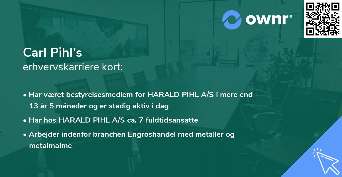 Carl Pihl's erhvervskarriere kort