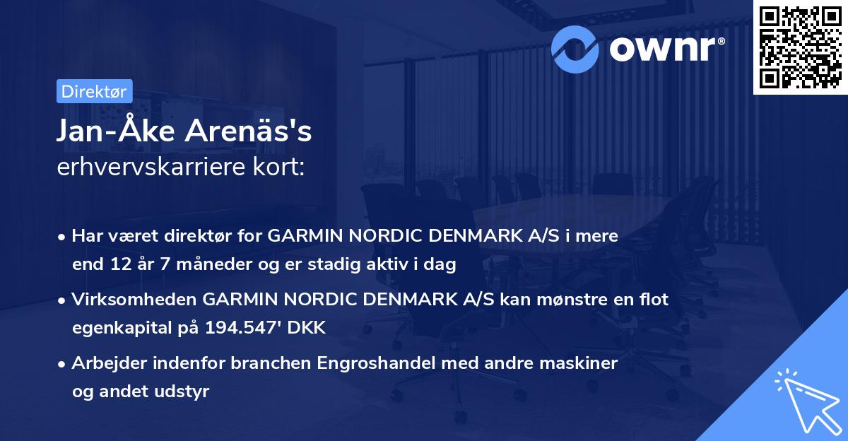 Jan-Åke Arenäs's erhvervskarriere kort