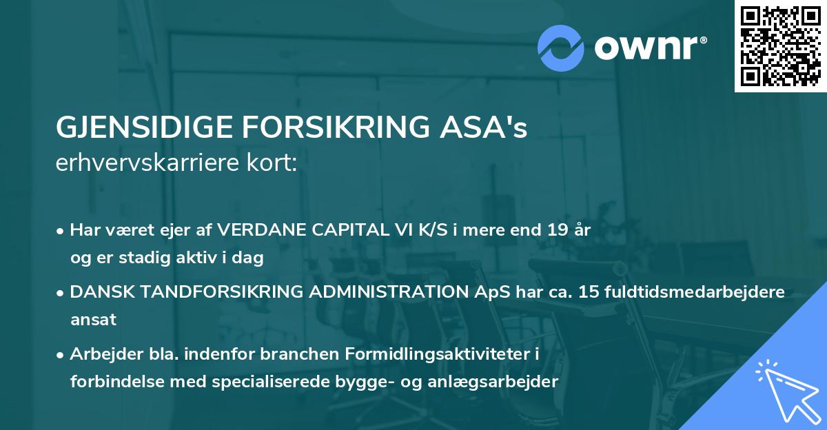 GJENSIDIGE FORSIKRING ASA's erhvervskarriere kort