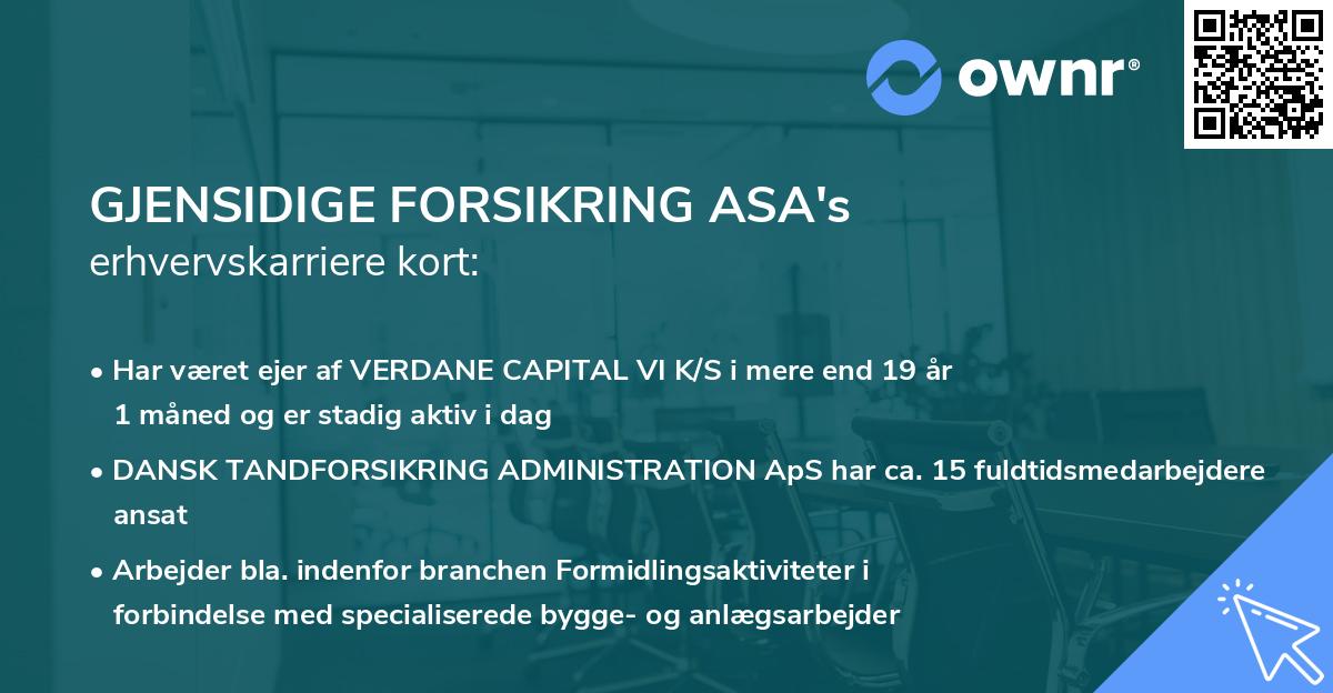 GJENSIDIGE FORSIKRING ASA's erhvervskarriere kort
