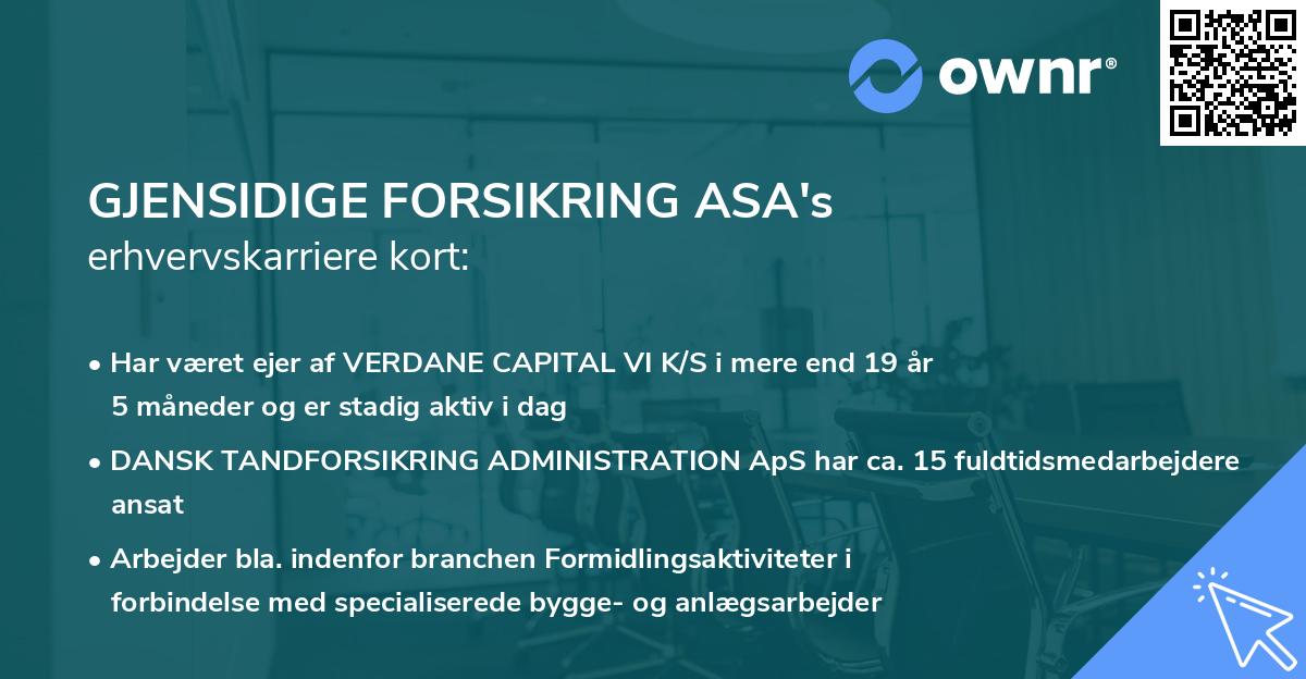 GJENSIDIGE FORSIKRING ASA's erhvervskarriere kort