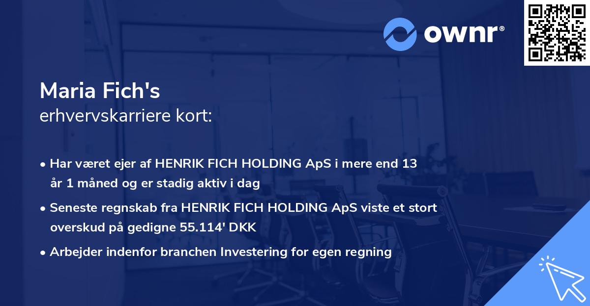 Maria Fich's erhvervskarriere kort