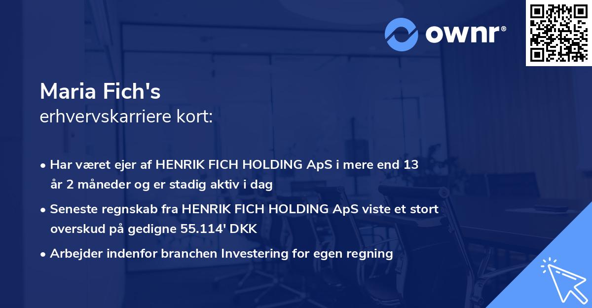 Maria Fich's erhvervskarriere kort