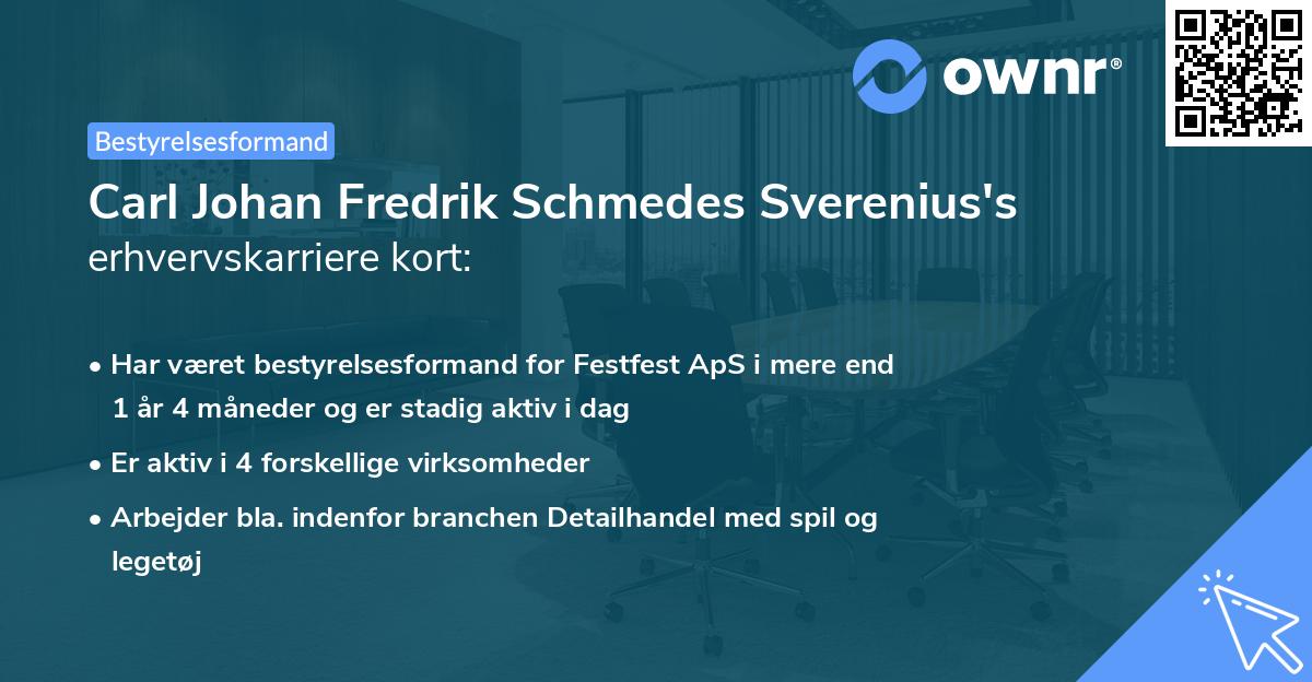 Carl Johan Fredrik Schmedes Sverenius's erhvervskarriere kort