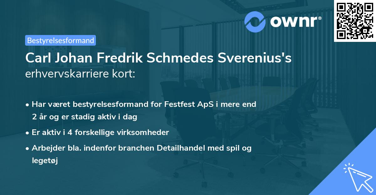 Carl Johan Fredrik Schmedes Sverenius's erhvervskarriere kort