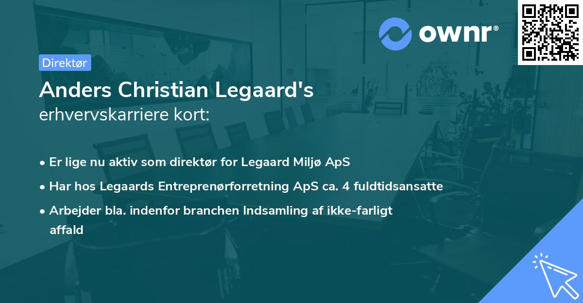 Anders Christian Legaard's erhvervskarriere kort
