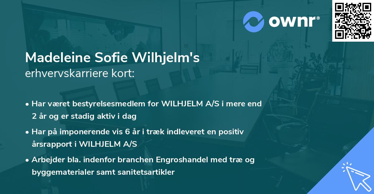 Madeleine Sofie Wilhjelm's erhvervskarriere kort