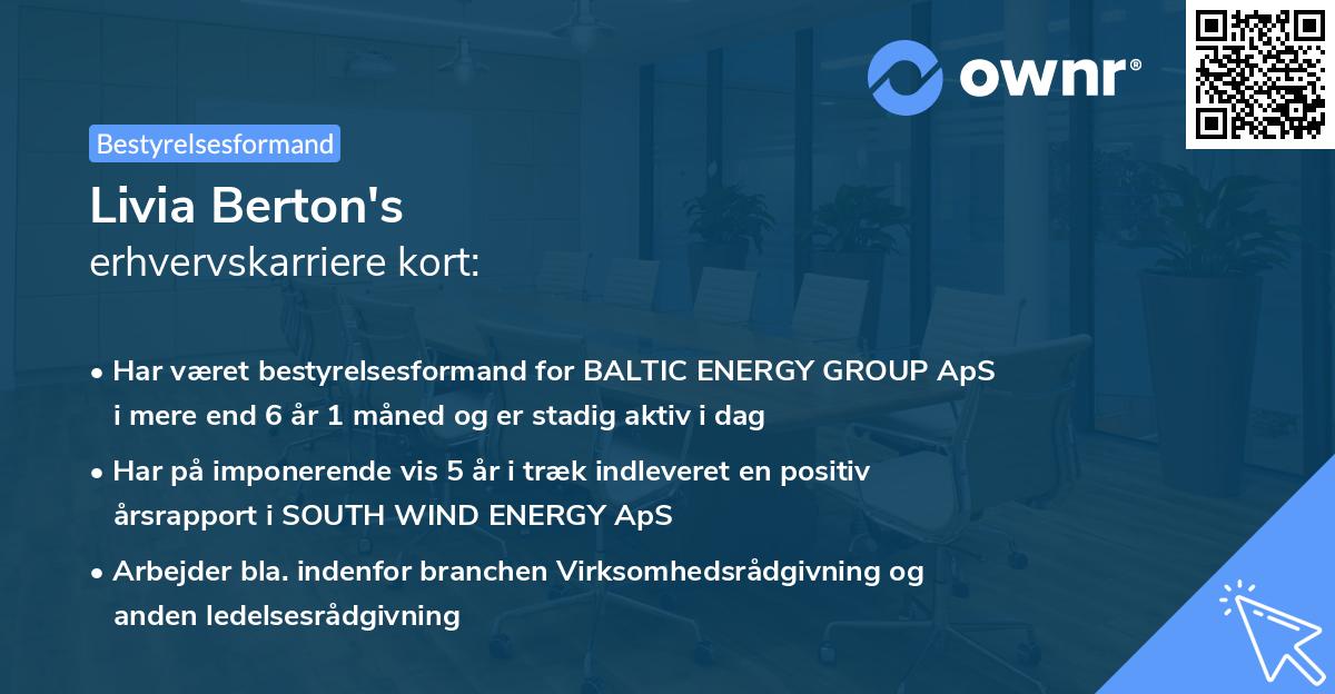 Livia Berton's erhvervskarriere kort