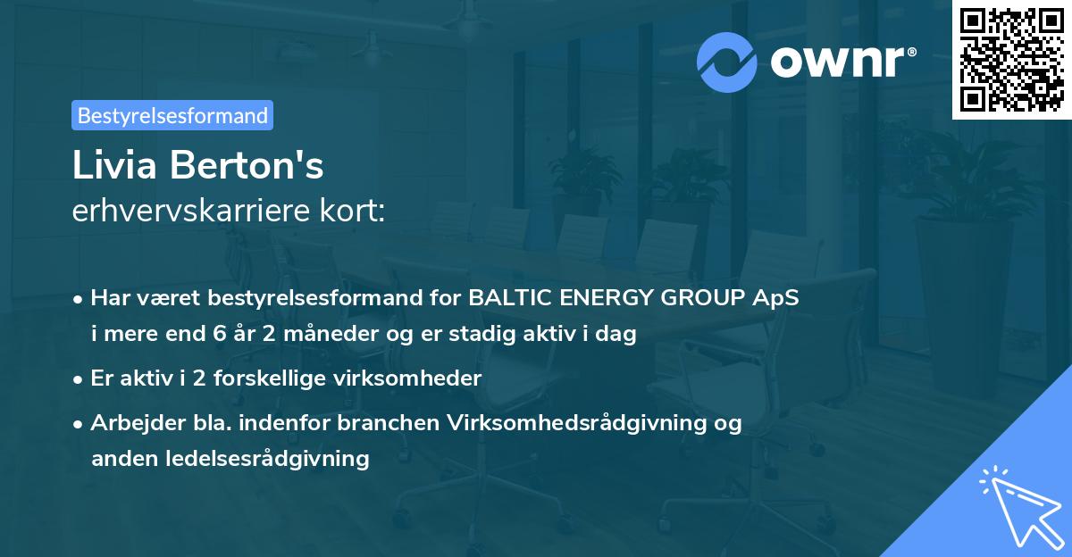 Livia Berton's erhvervskarriere kort