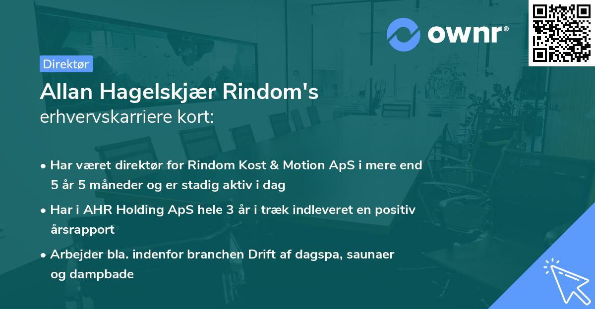 Allan Hagelskjær Rindom's erhvervskarriere kort