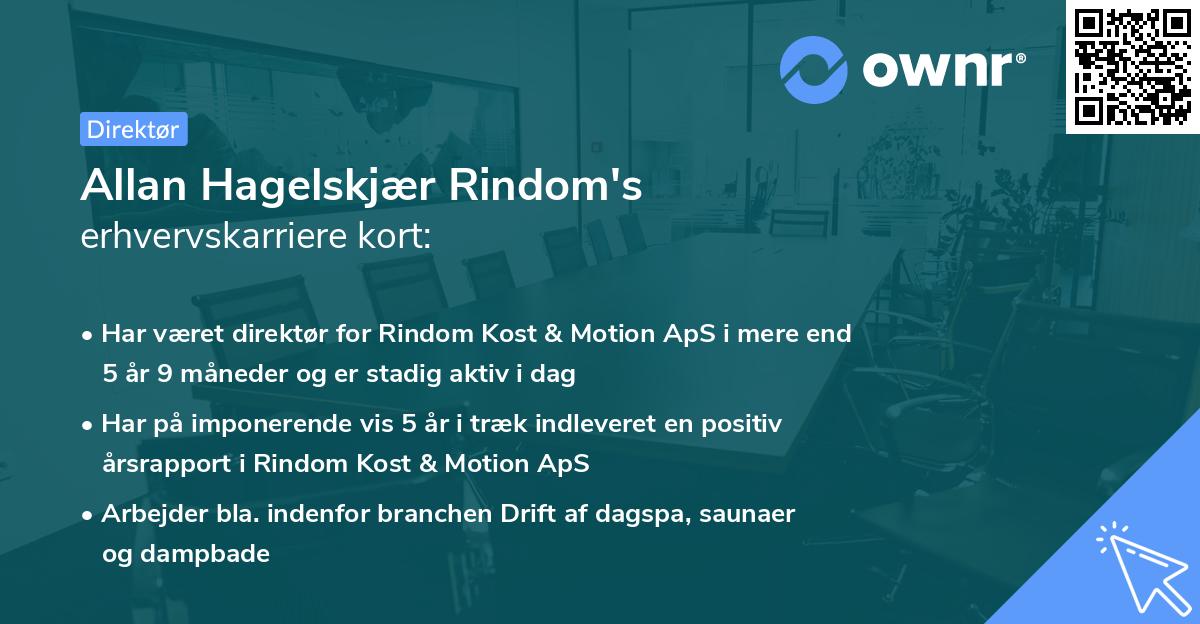 Allan Hagelskjær Rindom's erhvervskarriere kort