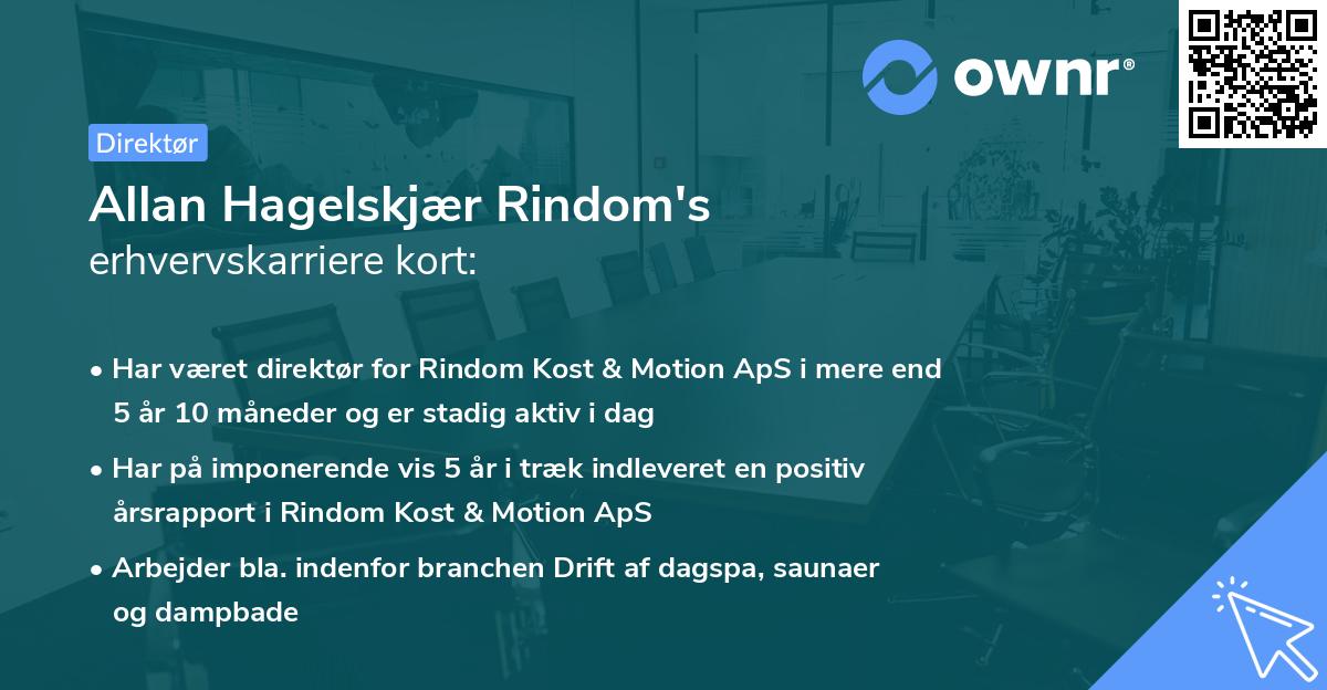 Allan Hagelskjær Rindom's erhvervskarriere kort