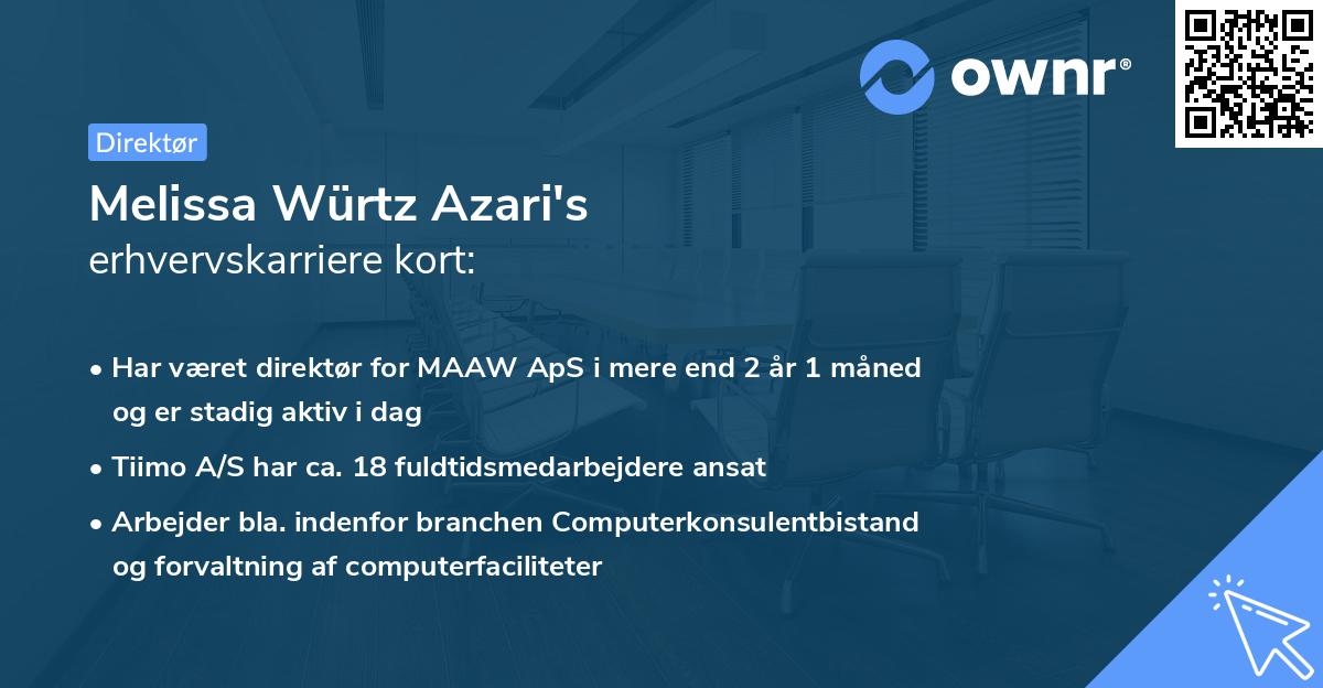 Melissa Würtz Azari's erhvervskarriere kort