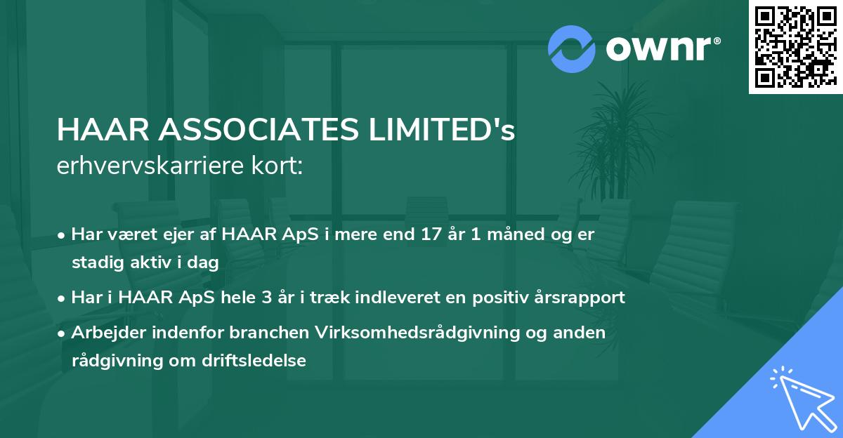 HAAR ASSOCIATES LIMITED's erhvervskarriere kort