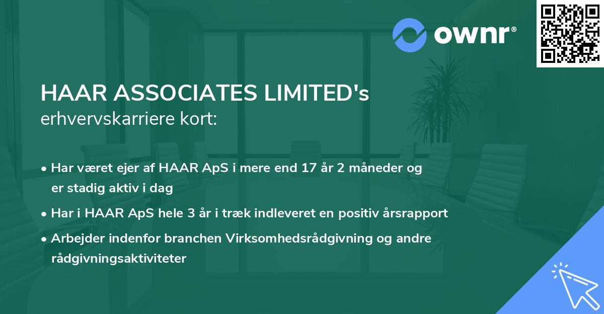 HAAR ASSOCIATES LIMITED's erhvervskarriere kort