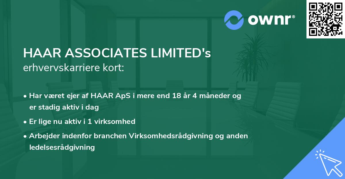 HAAR ASSOCIATES LIMITED's erhvervskarriere kort