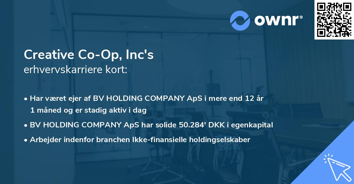 Creative Co-Op, Inc's erhvervskarriere kort