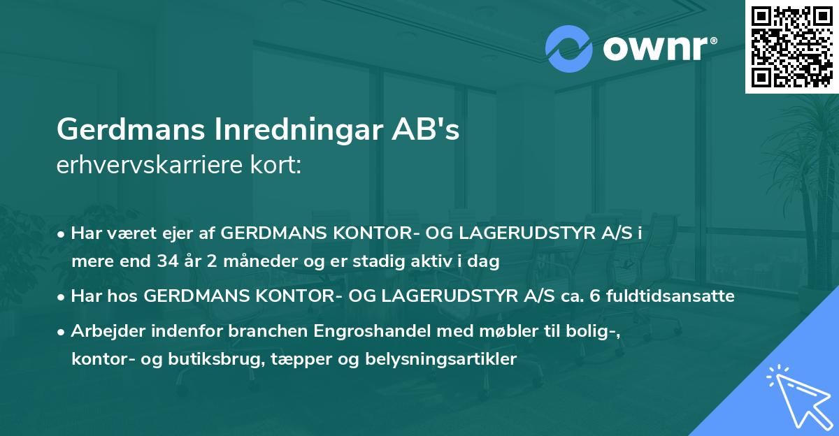Gerdmans Inredningar AB's erhvervskarriere kort