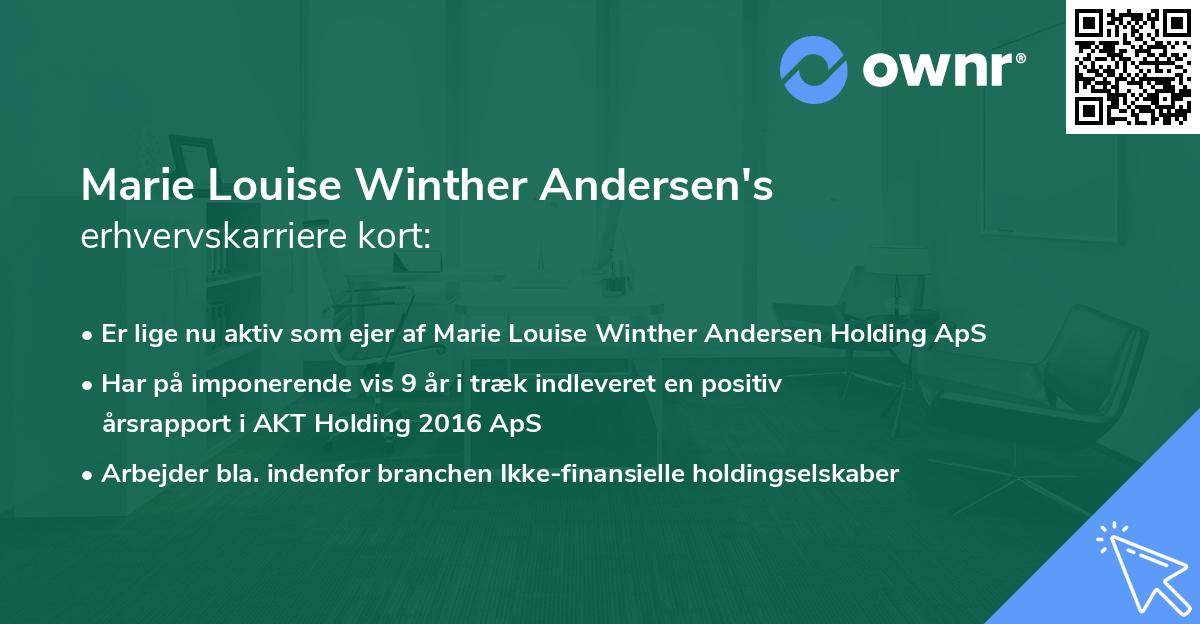 Marie Louise Winther Andersen's erhvervskarriere kort