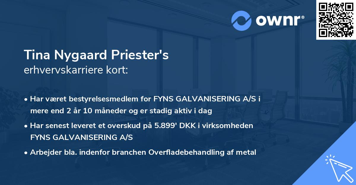 Tina Nygaard Priester's erhvervskarriere kort