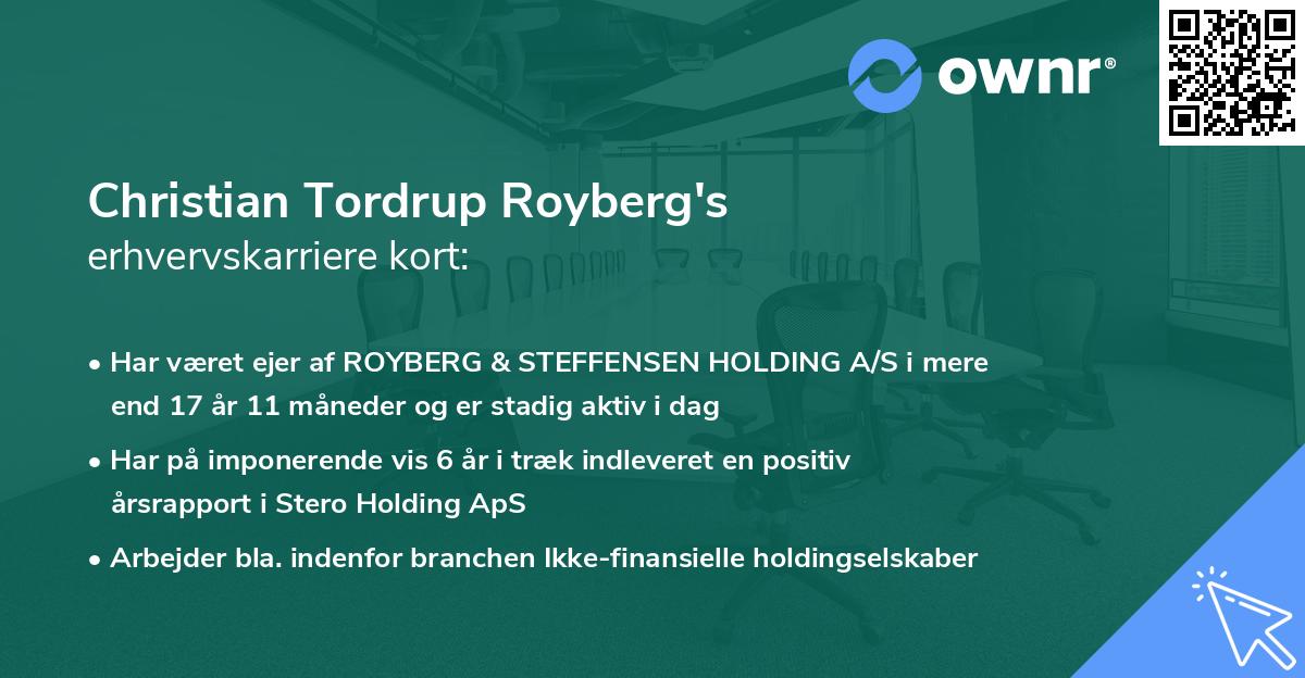 Christian Tordrup Royberg's erhvervskarriere kort