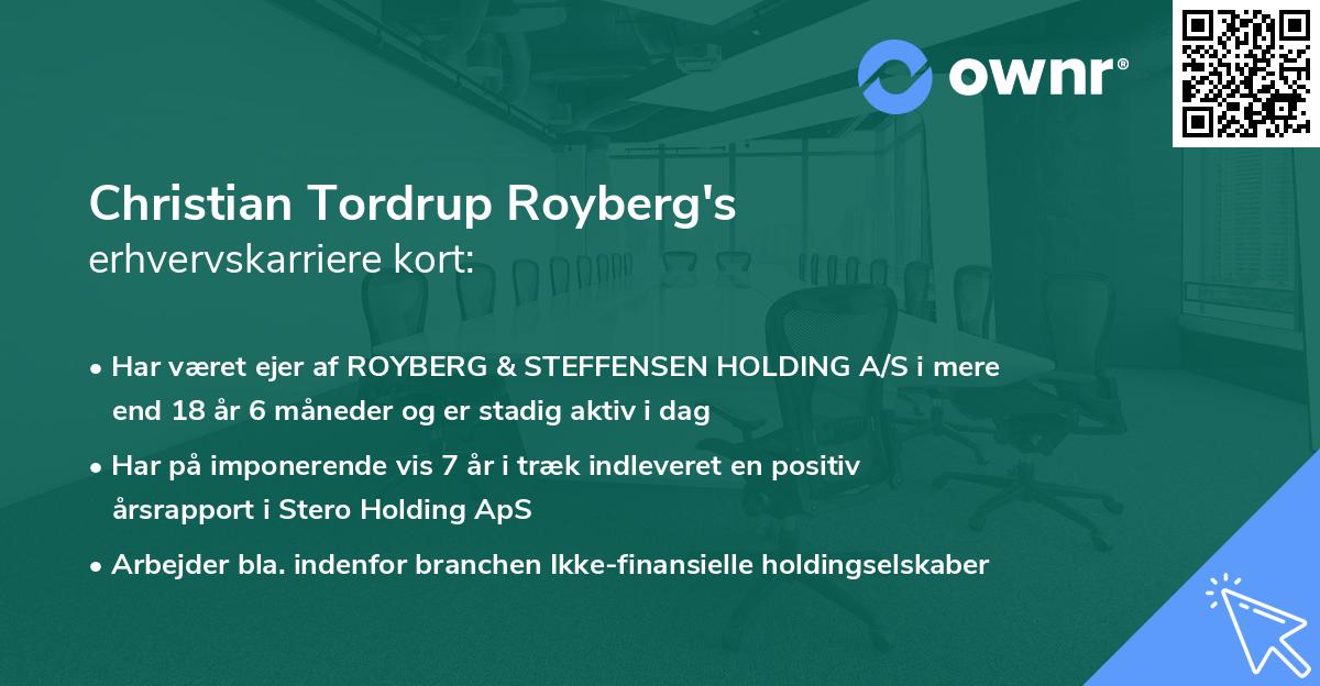 Christian Tordrup Royberg's erhvervskarriere kort