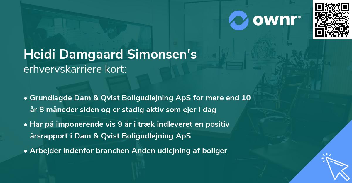 Heidi Damgaard Simonsen's erhvervskarriere kort