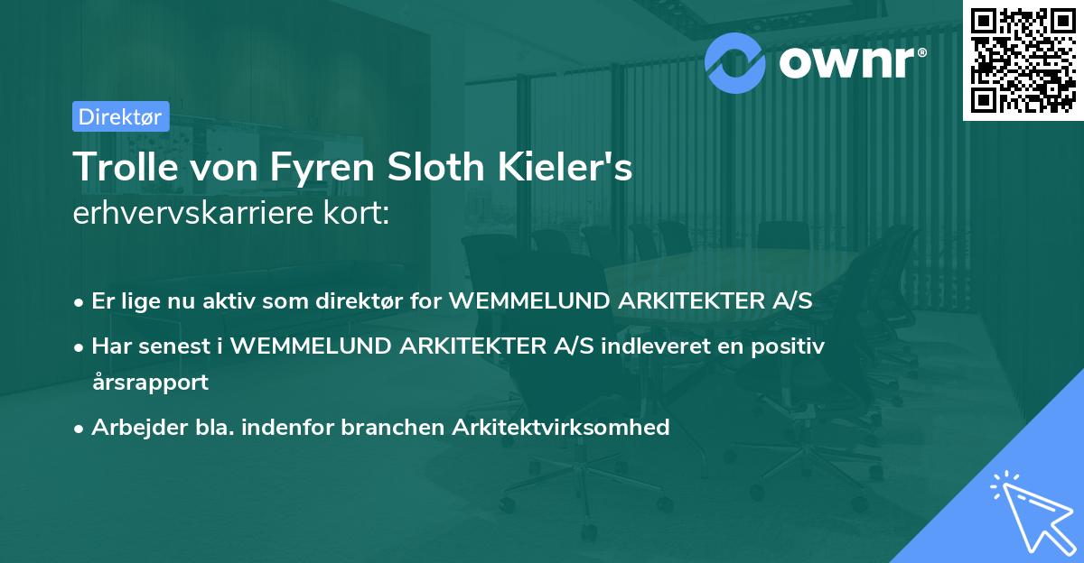 Trolle von Fyren Sloth Kieler's erhvervskarriere kort