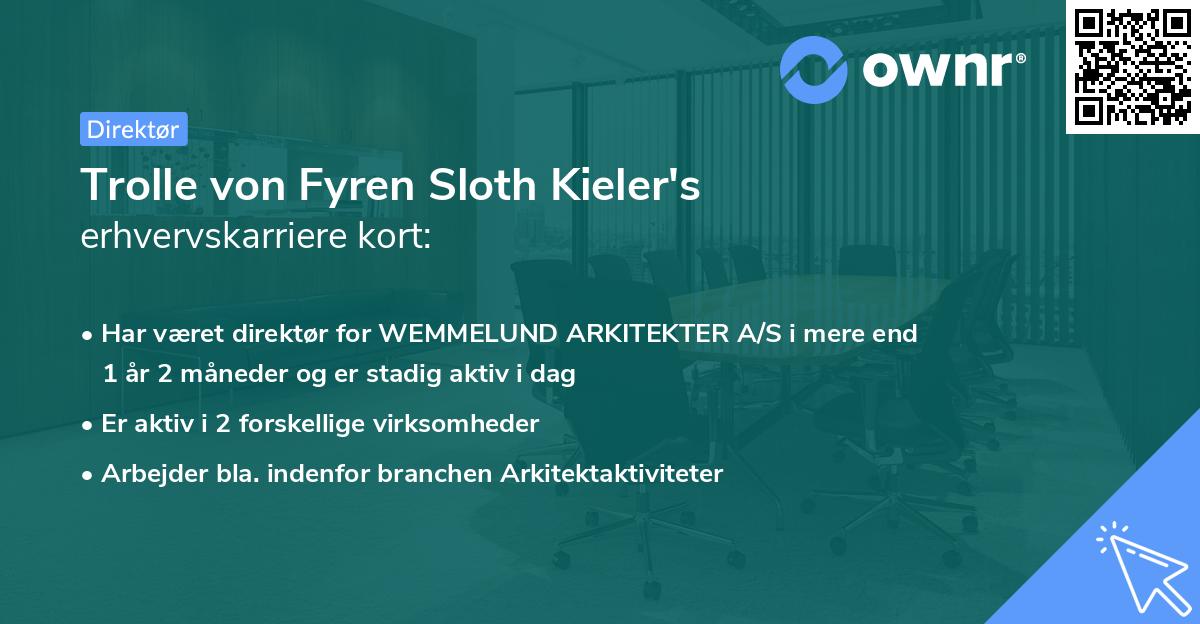 Trolle von Fyren Sloth Kieler's erhvervskarriere kort
